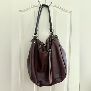 Maurizio Taiuti Deep Burgundy Leather Bucket Shoulder Bag